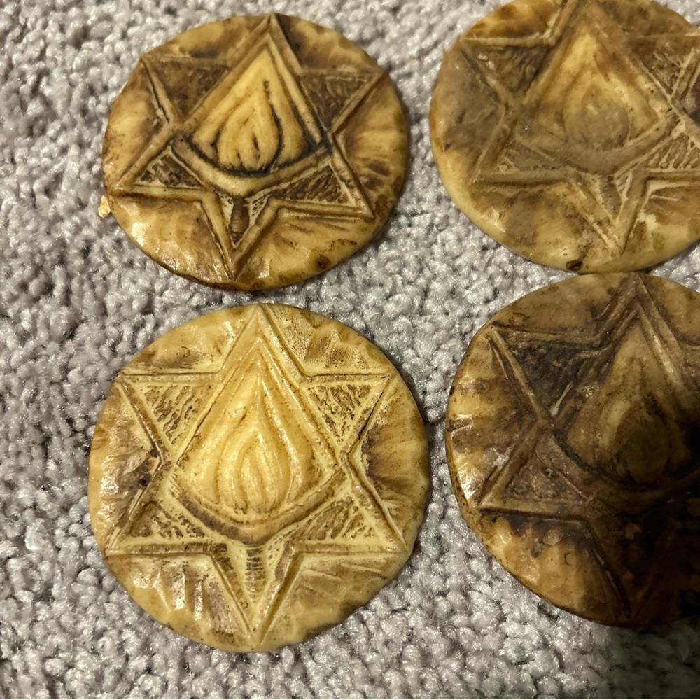 Lot Of 6 Star Of David Center Flame Pendants 3” - Picture 2 of 5